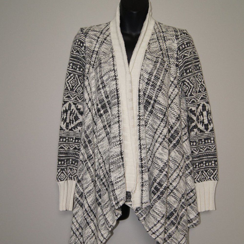 TINY Ivory and Black Open Cardigan Small